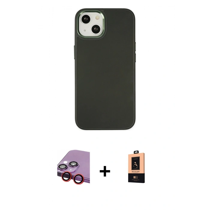 MARSİLYAN™- iPhone 14 Plus Kılıf Çekirdek Çizgi - Şeffaf Maxco Cam Ekran Koruyucu + Raze Metal Kamera Lens - KI