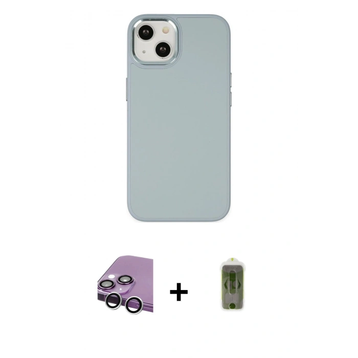 MARSİLYAN™- iPhone 14 Plus Kılıf Çekirdek Çizgi - Siyah Joko Magic 5D Hayalet Cam + Raze Metal Kamera Lens - GS