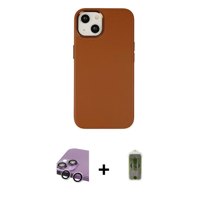 MARSİLYAN™- iPhone 14 Plus Kılıf Çekirdek Çizgi - Siyah Joko Magic 5D Hayalet Cam + Raze Metal Kamera Lens - GS