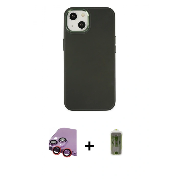 MARSİLYAN™- iPhone 14 Plus Kılıf Çekirdek Çizgi - Siyah Joko Magic 5D Hayalet Cam + Raze Metal Kamera Lens - KI