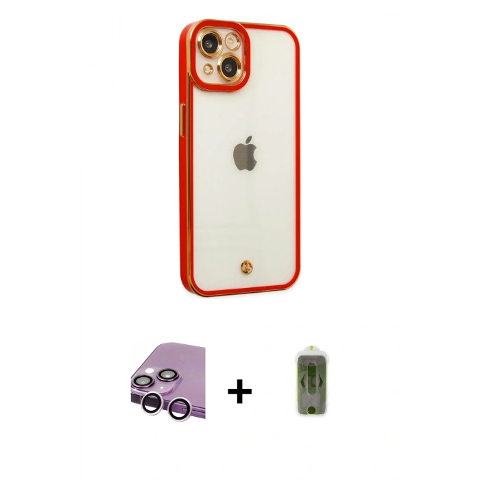 MARSİLYAN™- iPhone 14 Plus Kılıf Çekirdek Klasik Serisi - Siyah Joko Magic 5D Hayalet Cam + Raze Metal Kamera Lens - MR