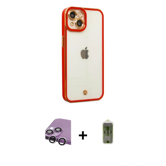 MARSİLYAN™- iPhone 14 Plus Kılıf Çekirdek Klasik Serisi - Siyah Joko Magic 5D Hayalet Cam + Raze Metal Kamera Lens - GS