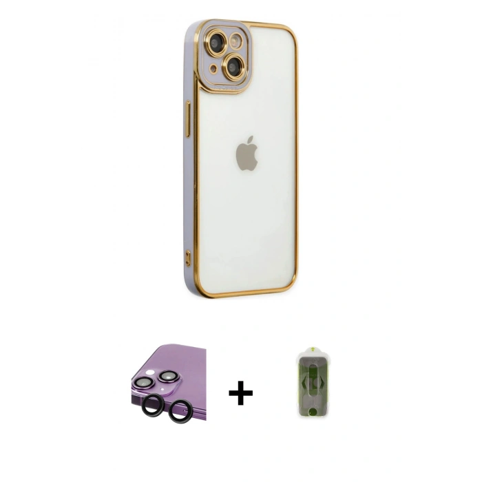 MARSİLYAN™- iPhone 14 Plus Kılıf Çekirdek Klasik Serisi - Siyah Joko Magic 5D Hayalet Cam + Raze Metal Kamera Lens - SH