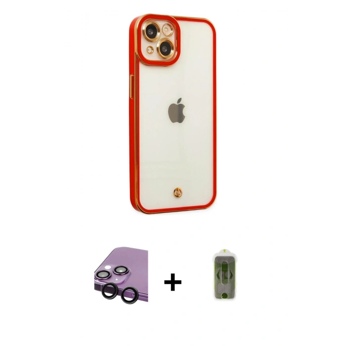 MARSİLYAN™- iPhone 14 Plus Kılıf Çekirdek Klasik Serisi - Siyah Joko Magic 5D Hayalet Cam + Raze Metal Kamera Lens - SH