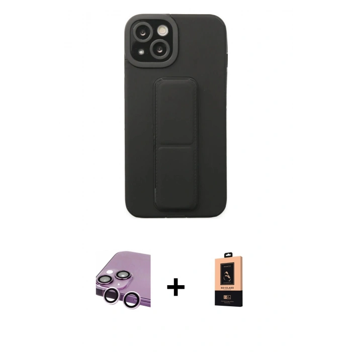 MARSİLYAN™- iPhone 14 Plus Kılıf Çekirdek Yansıma - Şeffaf Maxco Cam Ekran Koruyucu + Raze Metal Kamera Lens - MR