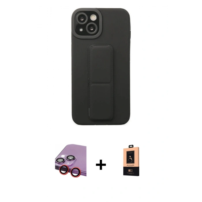 MARSİLYAN™- iPhone 14 Plus Kılıf Çekirdek Yansıma - Şeffaf Maxco Cam Ekran Koruyucu + Raze Metal Kamera Lens - KI