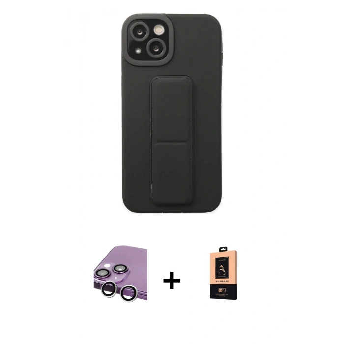 MARSİLYAN™- iPhone 14 Plus Kılıf Çekirdek Yansıma - Şeffaf Maxco Cam Ekran Koruyucu + Raze Metal Kamera Lens - GS