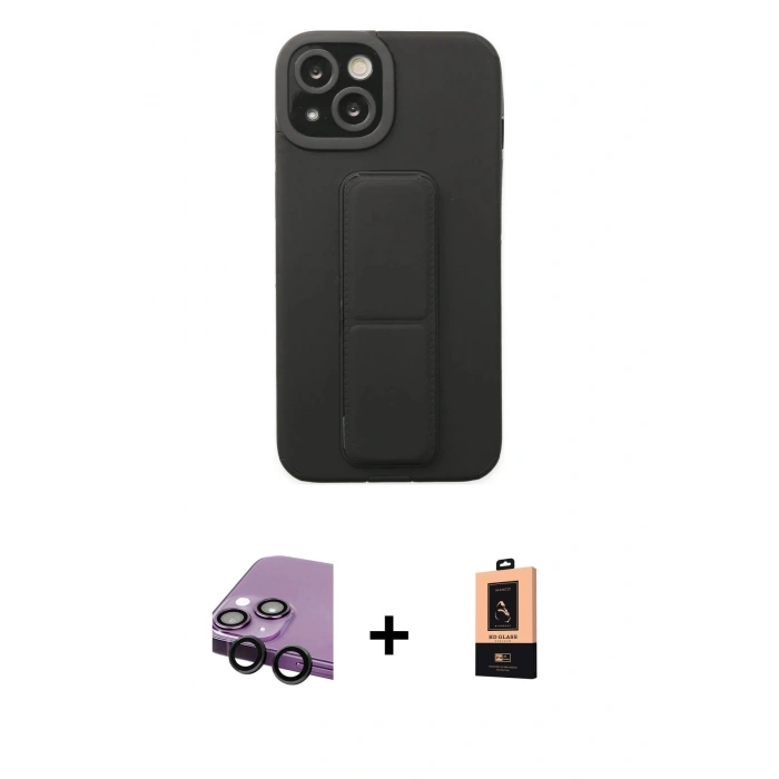MARSİLYAN™- iPhone 14 Plus Kılıf Çekirdek Yansıma - Şeffaf Maxco Cam Ekran Koruyucu + Raze Metal Kamera Lens - SH