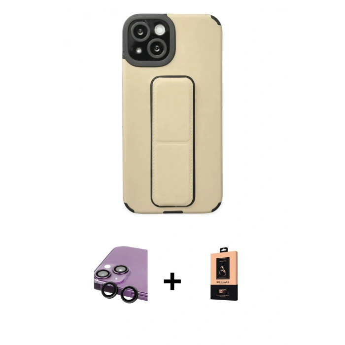 MARSİLYAN™- iPhone 14 Plus Kılıf Çekirdek Yansıma - Şeffaf Maxco Cam Ekran Koruyucu + Raze Metal Kamera Lens - SH