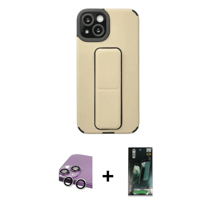 MARSİLYAN™- iPhone 14 Plus Kılıf Çekirdek Yansıma - Siyah 360 Mat Full Body Arka Koruyucu + Raze Metal Kamera Lens - GS