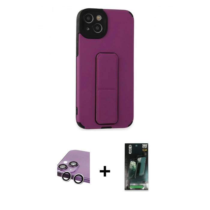 MARSİLYAN™- iPhone 14 Plus Kılıf Çekirdek Yansıma - Siyah 360 Mat Full Body Arka Koruyucu + Raze Metal Kamera Lens - GS