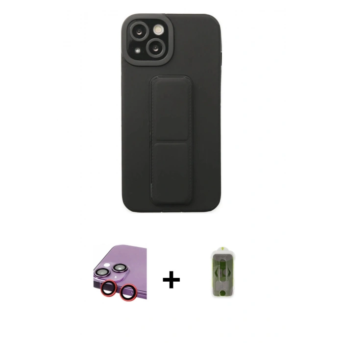 MARSİLYAN™- iPhone 14 Plus Kılıf Çekirdek Yansıma - Siyah Joko Magic 5D Hayalet Cam + Raze Metal Kamera Lens - KI
