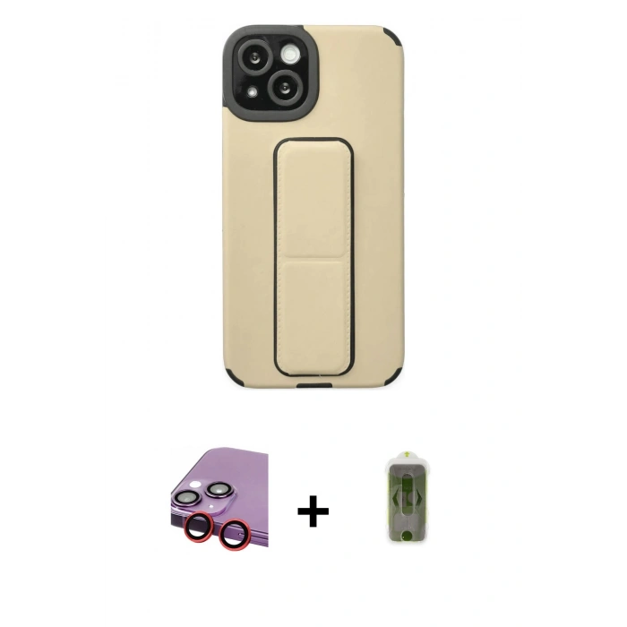 MARSİLYAN™- iPhone 14 Plus Kılıf Çekirdek Yansıma - Siyah Joko Magic 5D Hayalet Cam + Raze Metal Kamera Lens - KI