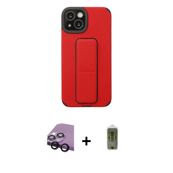 MARSİLYAN™- iPhone 14 Plus Kılıf Çekirdek Yansıma - Siyah Joko Magic 5D Hayalet Cam + Raze Metal Kamera Lens - SH