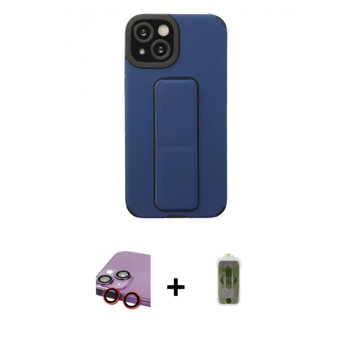 MARSİLYAN™- iPhone 14 Plus Kılıf Çekirdek Yansıma - Siyah Joko Magic 5D Hayalet Cam + Raze Metal Kamera Lens - KI