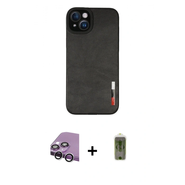 MARSİLYAN™- iPhone 14 Plus Kılıf Doruk Asil Koleksiyonu - Siyah Joko Magic 5D Hayalet Cam + Raze Metal Kamera Lens - GS