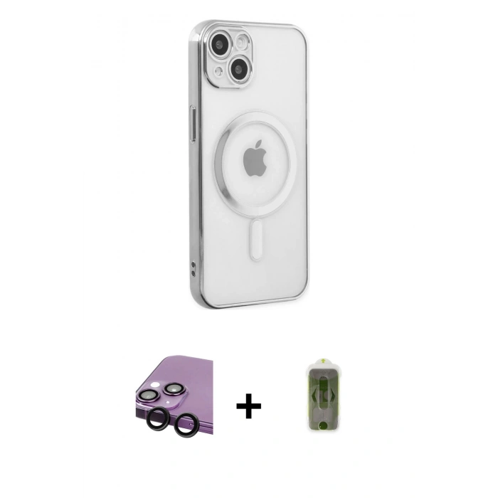 MARSİLYAN™- iPhone 14 Plus Kılıf Doruk Minimal - Siyah Joko Magic 5D Hayalet Cam + Raze Metal Kamera Lens - SH