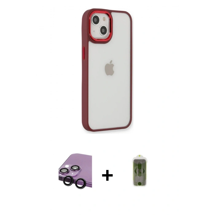 MARSİLYAN™- iPhone 14 Plus Kılıf Eksen Doku Prime - Siyah Joko Magic 5D Hayalet Cam + Raze Metal Kamera Lens - SH