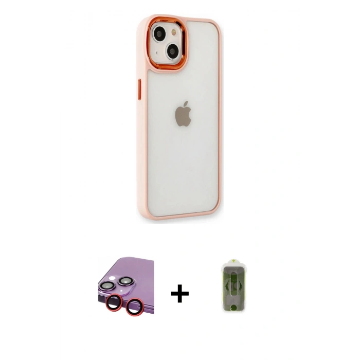 MARSİLYAN™- iPhone 14 Plus Kılıf Eksen Doku Prime - Siyah Joko Magic 5D Hayalet Cam + Raze Metal Kamera Lens - KI