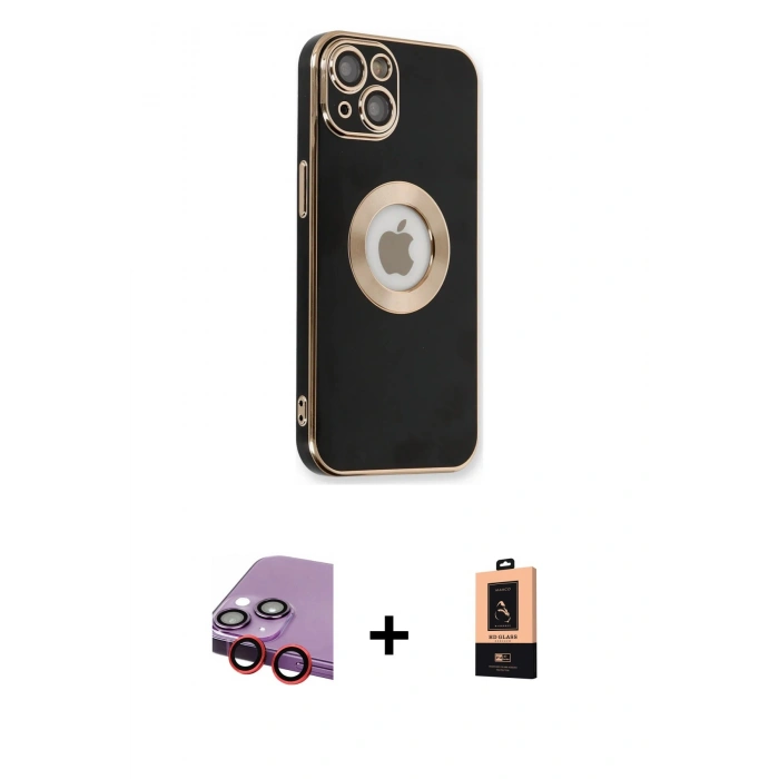 MARSİLYAN™- iPhone 14 Plus Kılıf İz Form Serisi - Şeffaf Maxco Cam Ekran Koruyucu + Raze Metal Kamera Lens - KI