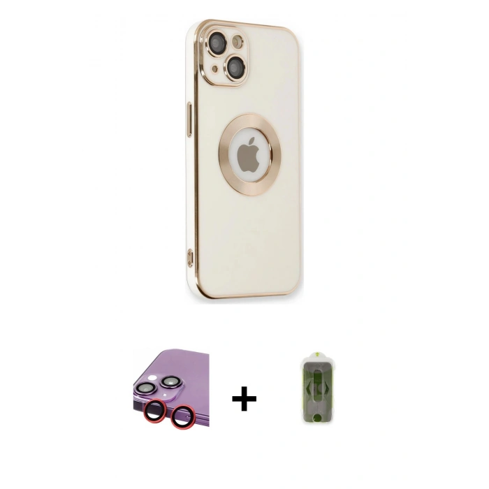 MARSİLYAN™- iPhone 14 Plus Kılıf İz Form Serisi - Siyah Joko Magic 5D Hayalet Cam + Raze Metal Kamera Lens - KI