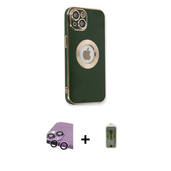 MARSİLYAN™- iPhone 14 Plus Kılıf İz Form Serisi - Siyah Joko Magic 5D Hayalet Cam + Raze Metal Kamera Lens - GS