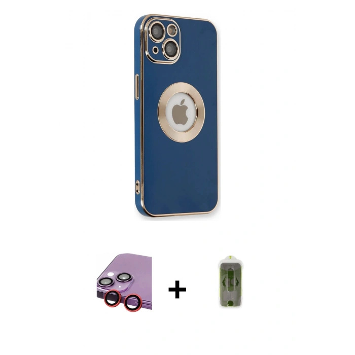 MARSİLYAN™- iPhone 14 Plus Kılıf İz Form Serisi - Siyah Joko Magic 5D Hayalet Cam + Raze Metal Kamera Lens - KI