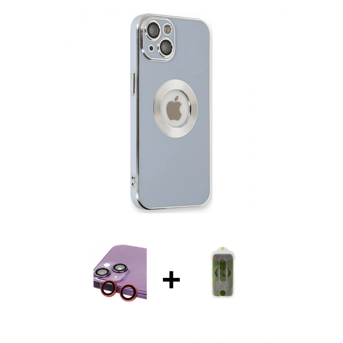 MARSİLYAN™- iPhone 14 Plus Kılıf İz Form Serisi - Siyah Joko Magic 5D Hayalet Cam + Raze Metal Kamera Lens - KI