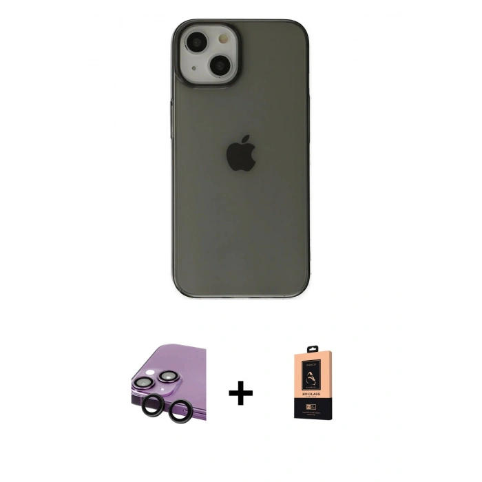 MARSİLYAN™- iPhone 14 Plus Kılıf Kutup Doku Koleksiyonu - Şeffaf Maxco Cam Ekran Koruyucu + Raze Metal Kamera Lens - SH