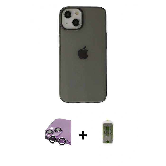 MARSİLYAN™- iPhone 14 Plus Kılıf Kutup Doku Koleksiyonu - Siyah Joko Magic 5D Hayalet Cam + Raze Metal Kamera Lens - GS