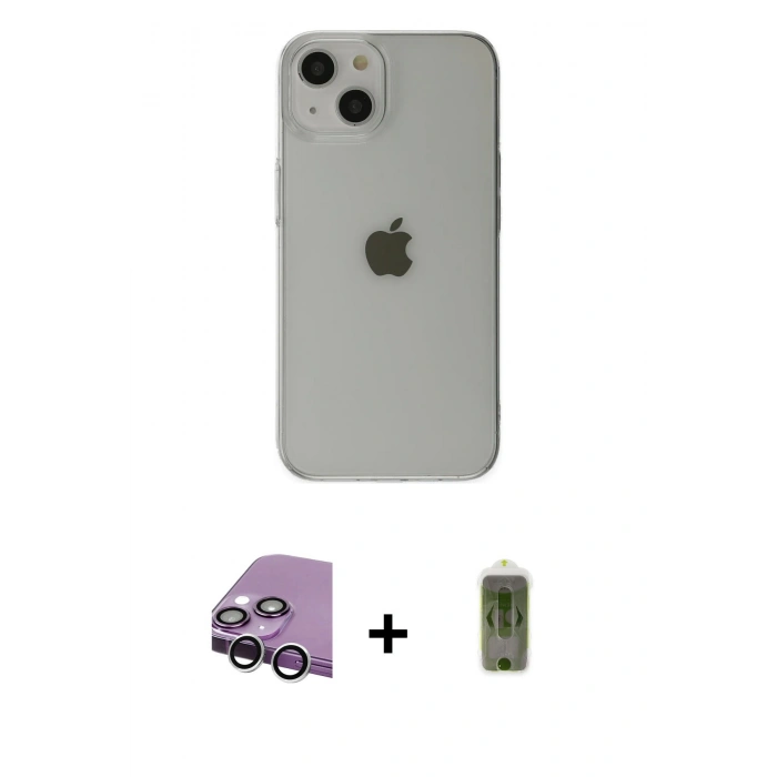 MARSİLYAN™- iPhone 14 Plus Kılıf Kutup Doku Koleksiyonu - Siyah Joko Magic 5D Hayalet Cam + Raze Metal Kamera Lens - GS