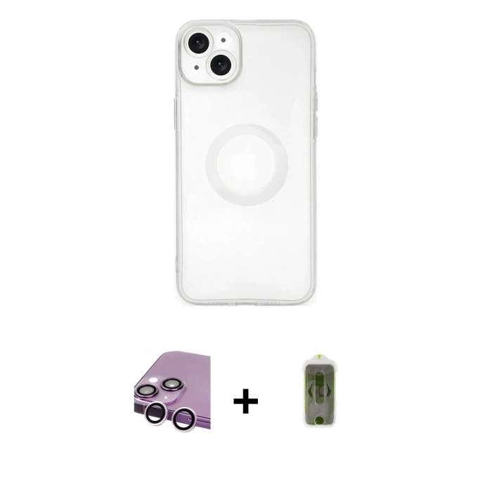 MARSİLYAN™- iPhone 14 Plus Kılıf Kutup Klasik - Siyah Joko Magic 5D Hayalet Cam + Raze Metal Kamera Lens - MR
