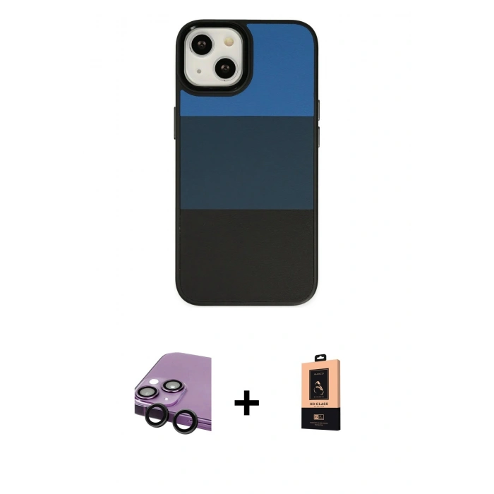 MARSİLYAN™- iPhone 14 Plus Kılıf Kutup Özel Seri - Şeffaf Maxco Cam Ekran Koruyucu + Raze Metal Kamera Lens - SH