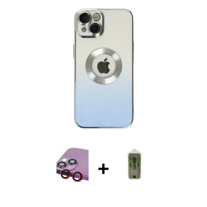 MARSİLYAN™- iPhone 14 Plus Kılıf Kutup Yansıma Özel Seri - Siyah Joko Magic 5D Hayalet Cam + Raze Metal Kamera Lens - KI