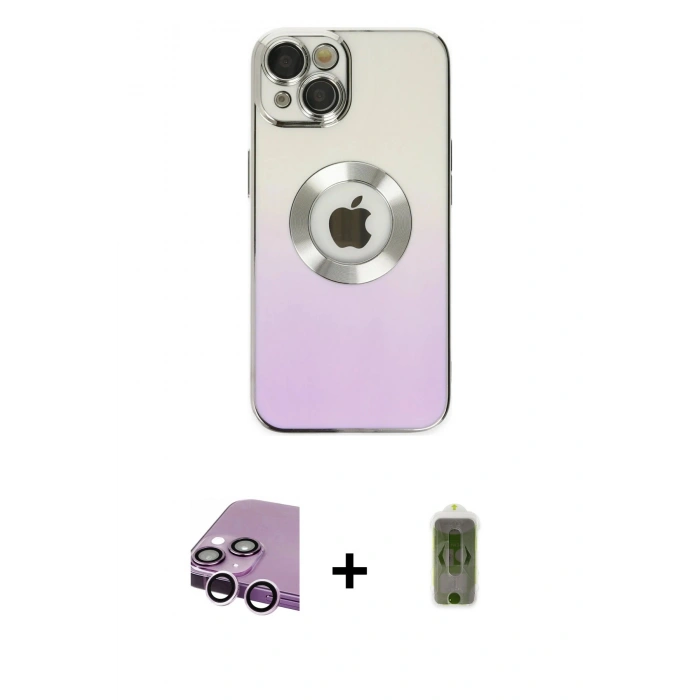MARSİLYAN™- iPhone 14 Plus Kılıf Kutup Yansıma Özel Seri - Siyah Joko Magic 5D Hayalet Cam + Raze Metal Kamera Lens - MR