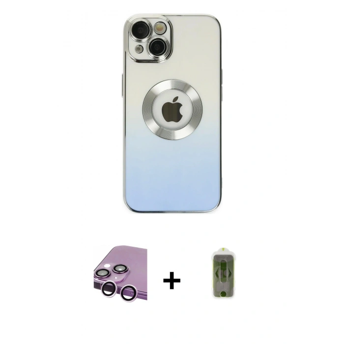 MARSİLYAN™- iPhone 14 Plus Kılıf Kutup Yansıma Özel Seri - Siyah Joko Magic 5D Hayalet Cam + Raze Metal Kamera Lens - MR