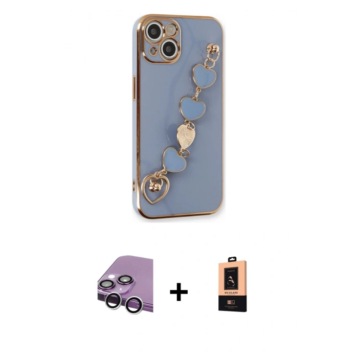 MARSİLYAN™- iPhone 14 Plus Kılıf Nova Işık Prime - Şeffaf Maxco Cam Ekran Koruyucu + Raze Metal Kamera Lens - GS