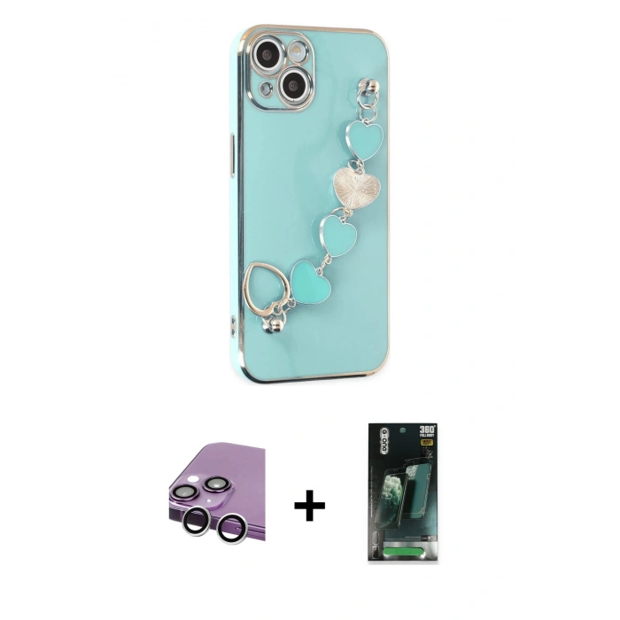 MARSİLYAN™- iPhone 14 Plus Kılıf Nova Işık Prime - Siyah 360 Mat Full Body Arka Koruyucu + Raze Metal Kamera Lens - GS