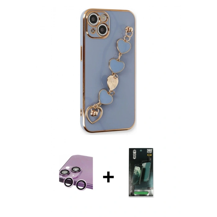 MARSİLYAN™- iPhone 14 Plus Kılıf Nova Işık Prime - Siyah 360 Mat Full Body Arka Koruyucu + Raze Metal Kamera Lens - MR