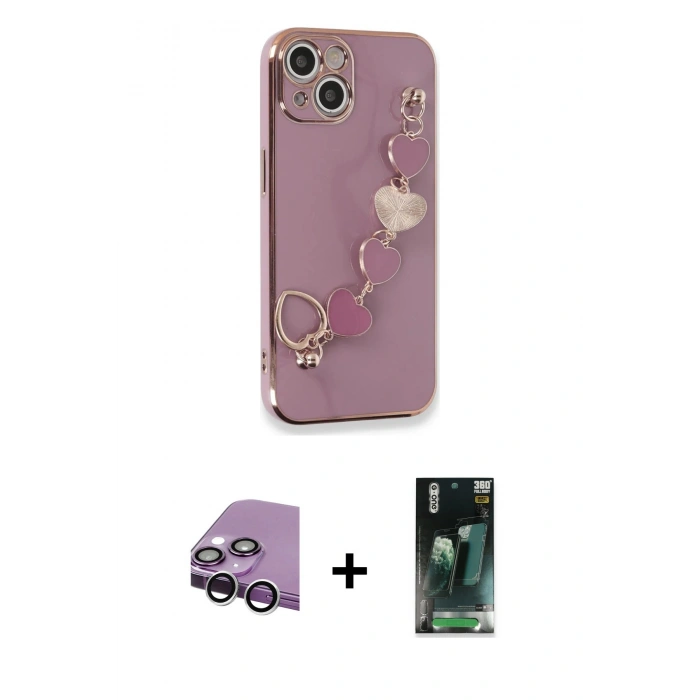 MARSİLYAN™- iPhone 14 Plus Kılıf Nova Işık Prime - Siyah 360 Mat Full Body Arka Koruyucu + Raze Metal Kamera Lens - GS