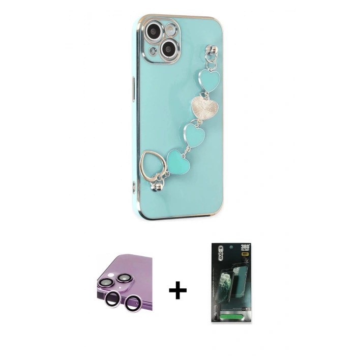MARSİLYAN™- iPhone 14 Plus Kılıf Nova Işık Prime - Siyah 360 Mat Full Body Arka Koruyucu + Raze Metal Kamera Lens - MR