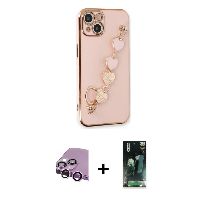 MARSİLYAN™- iPhone 14 Plus Kılıf Nova Işık Prime - Siyah 360 Mat Full Body Arka Koruyucu + Raze Metal Kamera Lens - MR