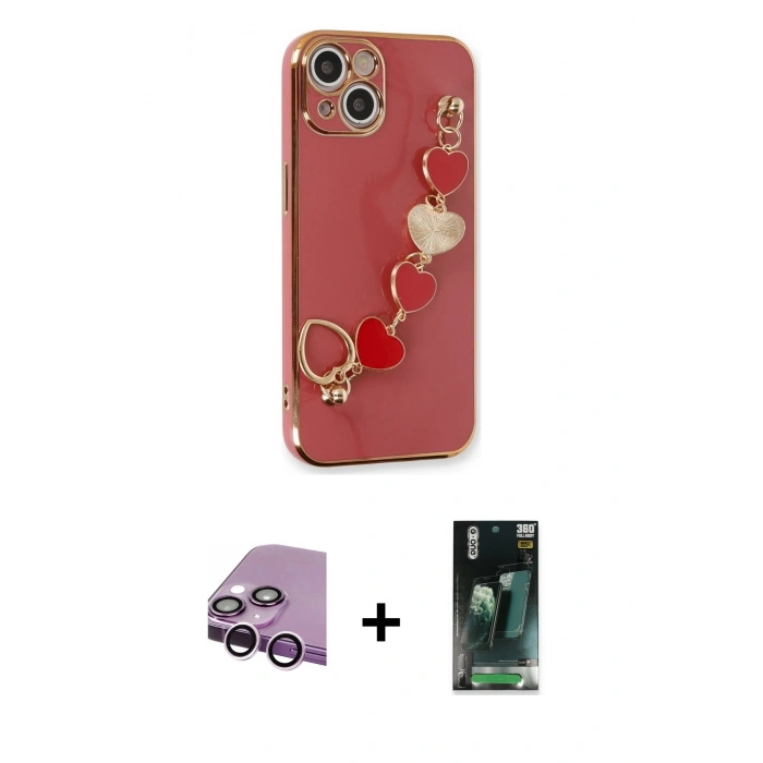 MARSİLYAN™- iPhone 14 Plus Kılıf Nova Işık Prime - Siyah 360 Mat Full Body Arka Koruyucu + Raze Metal Kamera Lens - MR