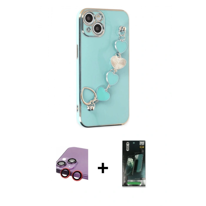 MARSİLYAN™- iPhone 14 Plus Kılıf Nova Işık Prime - Siyah 360 Mat Full Body Arka Koruyucu + Raze Metal Kamera Lens - KI