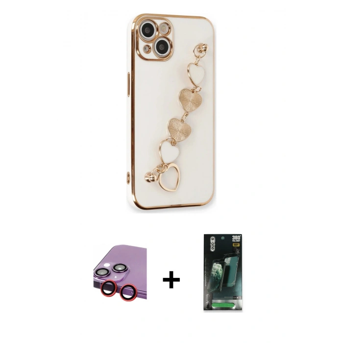 MARSİLYAN™- iPhone 14 Plus Kılıf Nova Işık Prime - Siyah 360 Mat Full Body Arka Koruyucu + Raze Metal Kamera Lens - KI