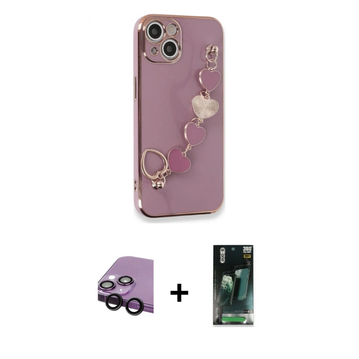 MARSİLYAN™- iPhone 14 Plus Kılıf Nova Işık Prime - Siyah 360 Mat Full Body Arka Koruyucu + Raze Metal Kamera Lens - SH