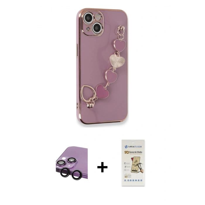 MARSİLYAN™- iPhone 14 Plus Kılıf Nova Işık Prime - Siyah Mat Seramik Nano Ekran Koruyucu + Raze Metal Kamera Lens - SH