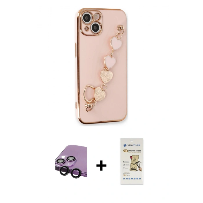MARSİLYAN™- iPhone 14 Plus Kılıf Nova Işık Prime - Siyah Mat Seramik Nano Ekran Koruyucu + Raze Metal Kamera Lens - SH