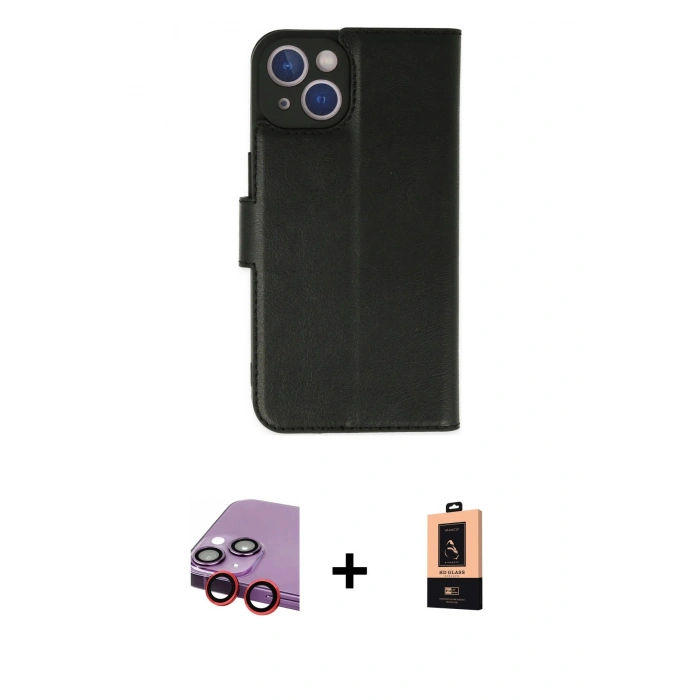 MARSİLYAN™- iPhone 14 Plus Kılıf Siluet Işık Serisi - Şeffaf Maxco Cam Ekran Koruyucu + Raze Metal Kamera Lens - KI