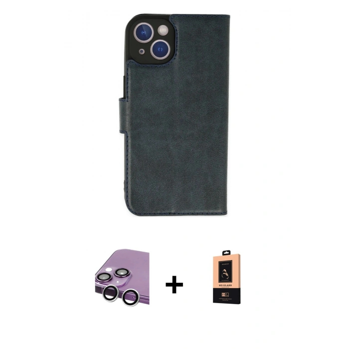 MARSİLYAN™- iPhone 14 Plus Kılıf Siluet Işık Serisi - Şeffaf Maxco Cam Ekran Koruyucu + Raze Metal Kamera Lens - GS